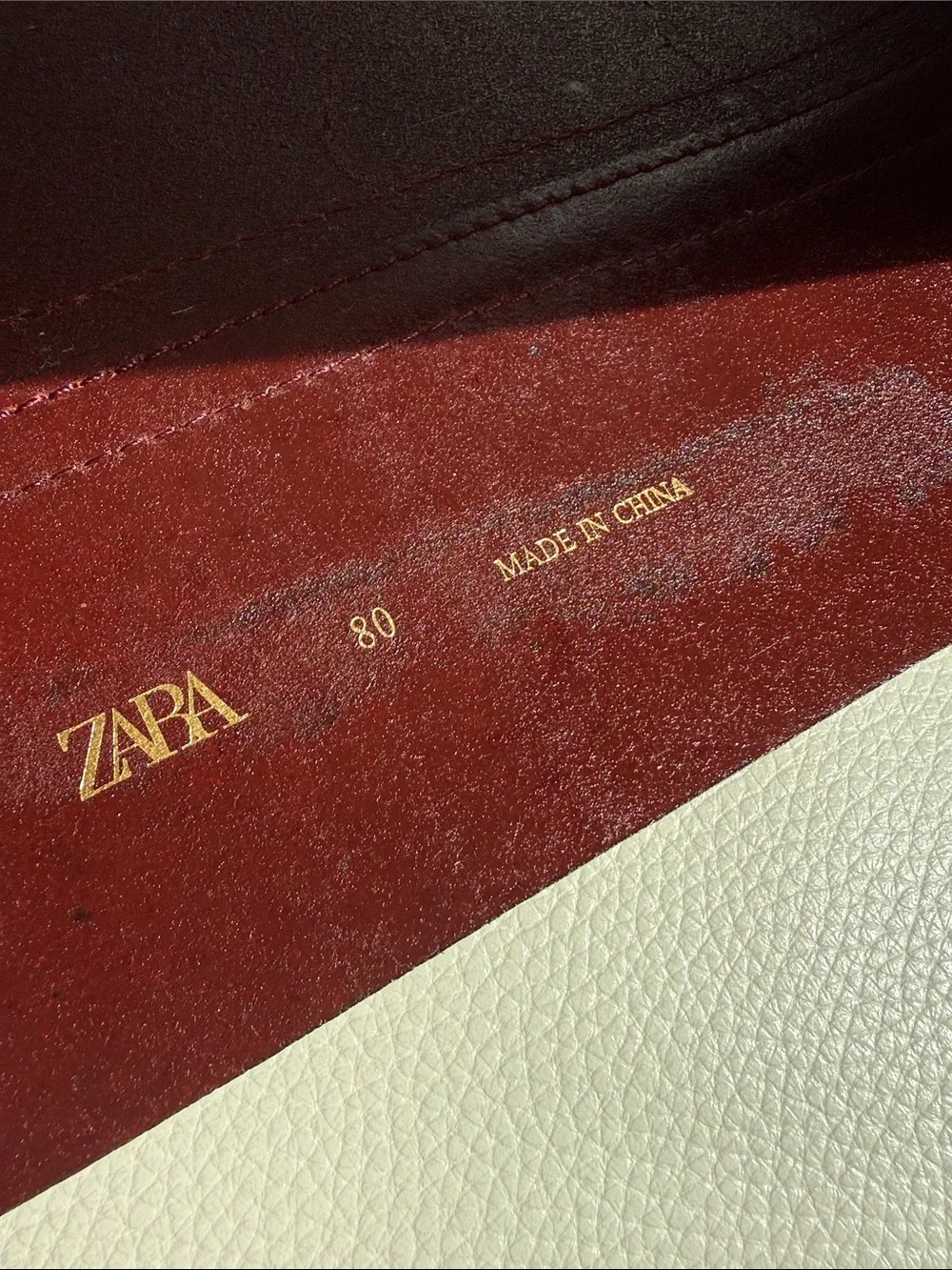 Zara Leather Sash Belt in dark red/Burgundy